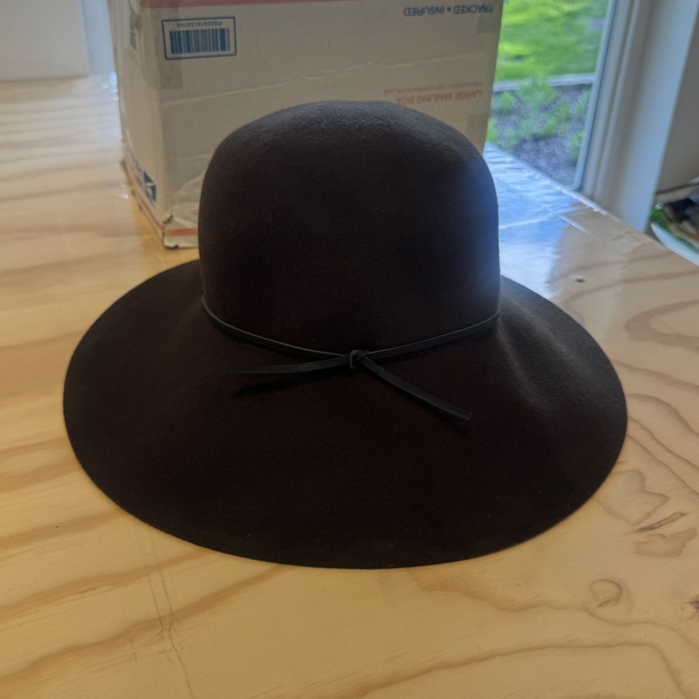 NWT Aritzia Talula Baylis Hat Espresso Brown Wool Floppy Wide Brim Packable S/M